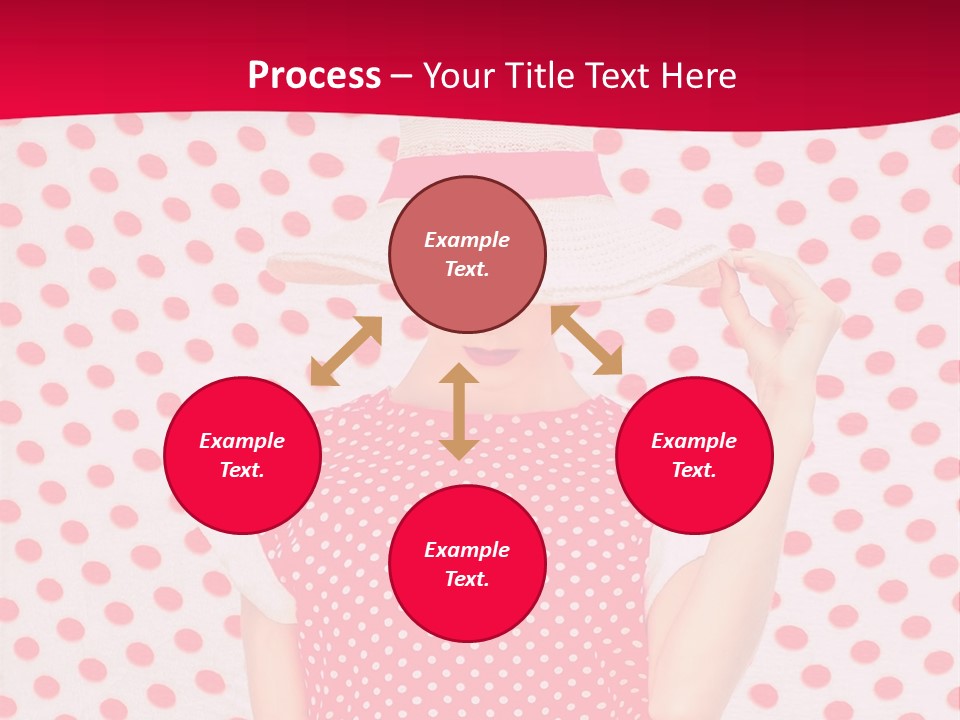 A Woman In A Red Polka Dot Dress And White Hat PowerPoint Template