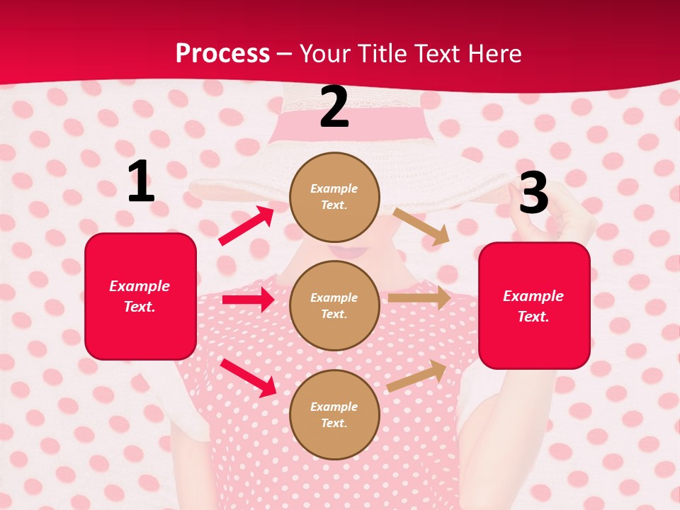 A Woman In A Red Polka Dot Dress And White Hat PowerPoint Template
