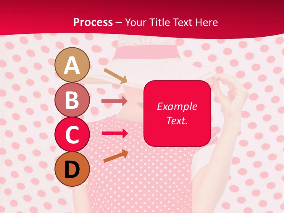A Woman In A Red Polka Dot Dress And White Hat PowerPoint Template