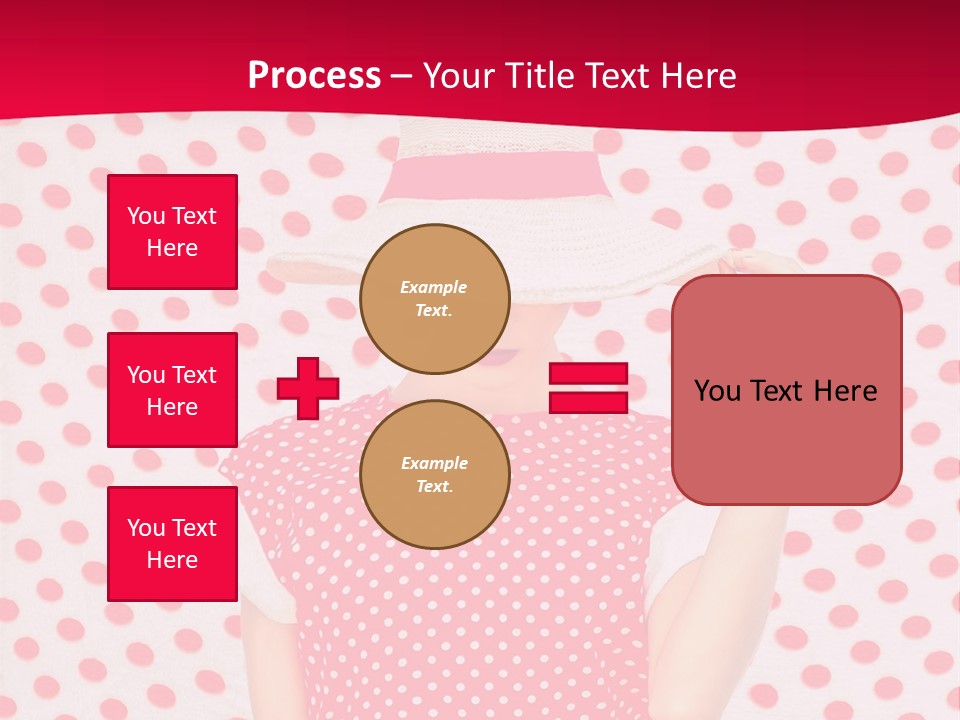 A Woman In A Red Polka Dot Dress And White Hat PowerPoint Template