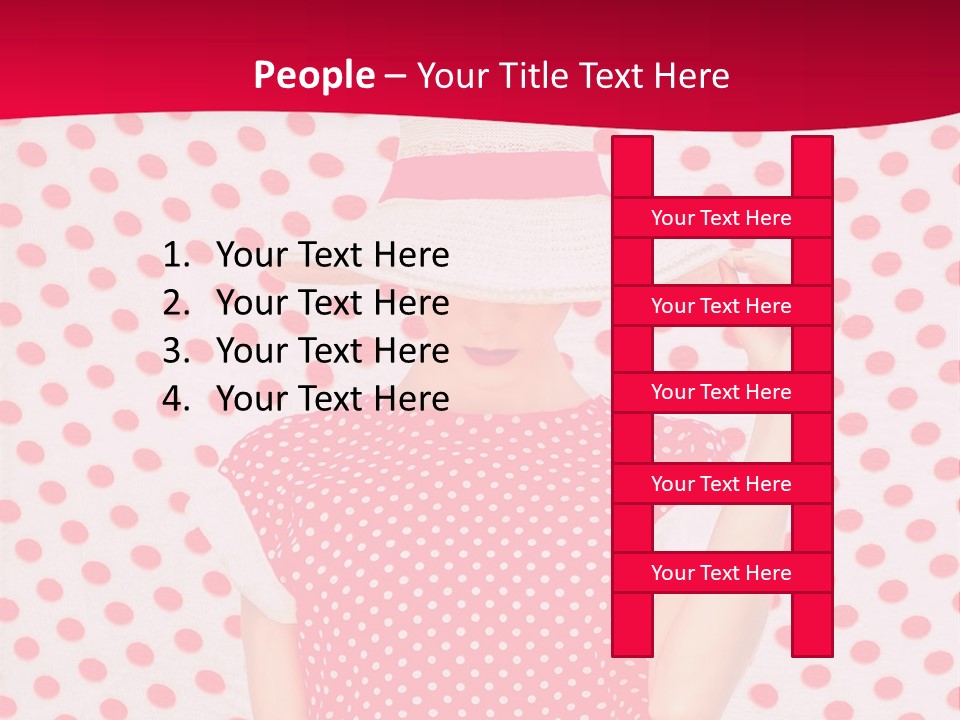 A Woman In A Red Polka Dot Dress And White Hat PowerPoint Template