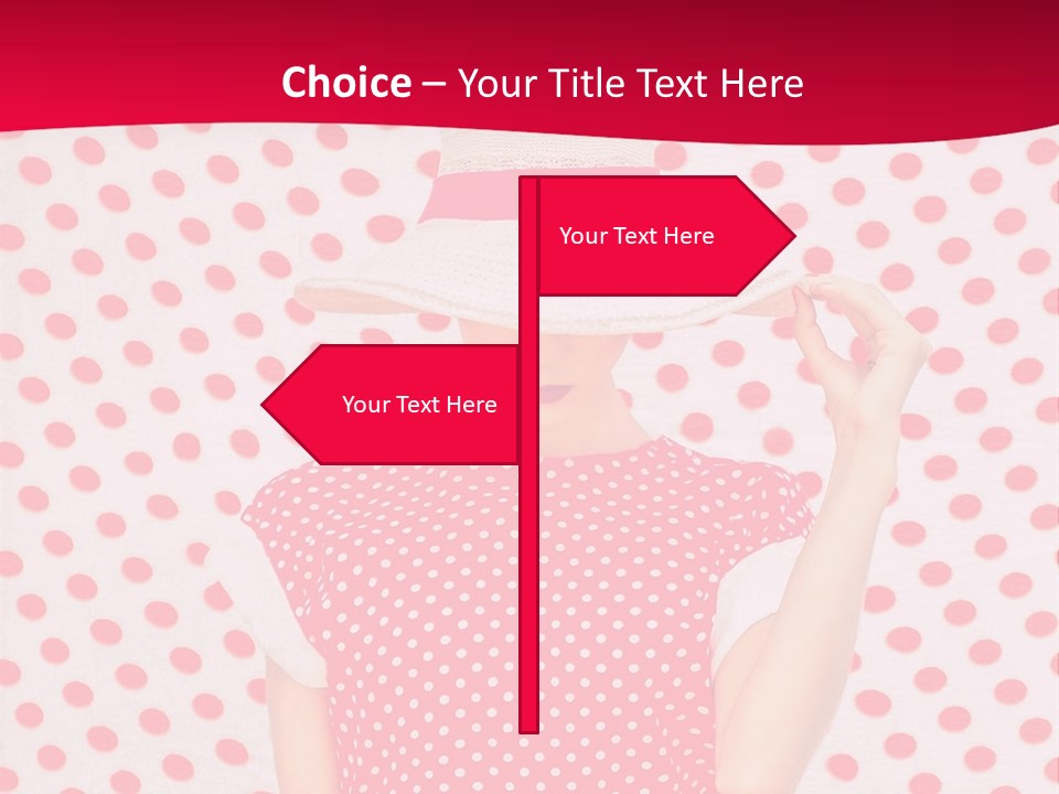 A Woman In A Red Polka Dot Dress And White Hat PowerPoint Template