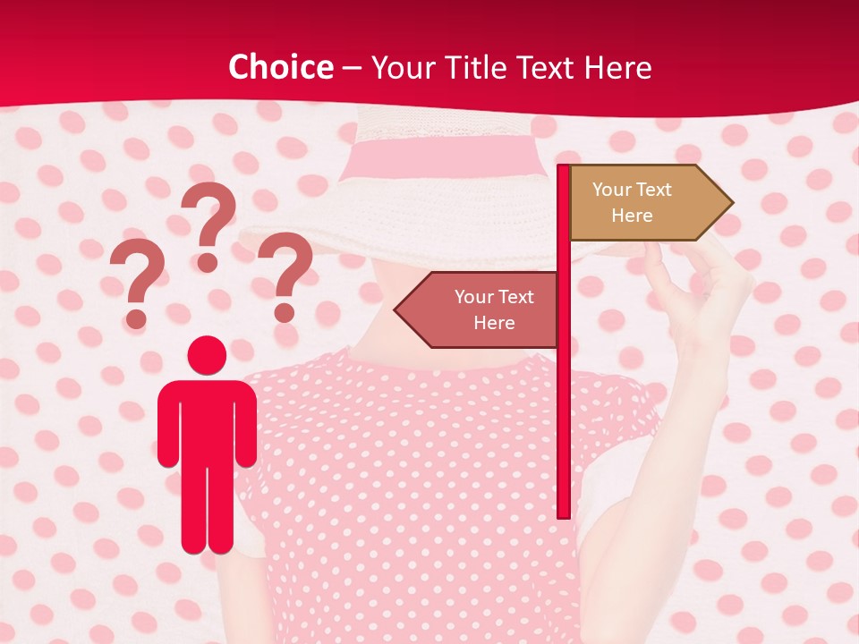 A Woman In A Red Polka Dot Dress And White Hat PowerPoint Template