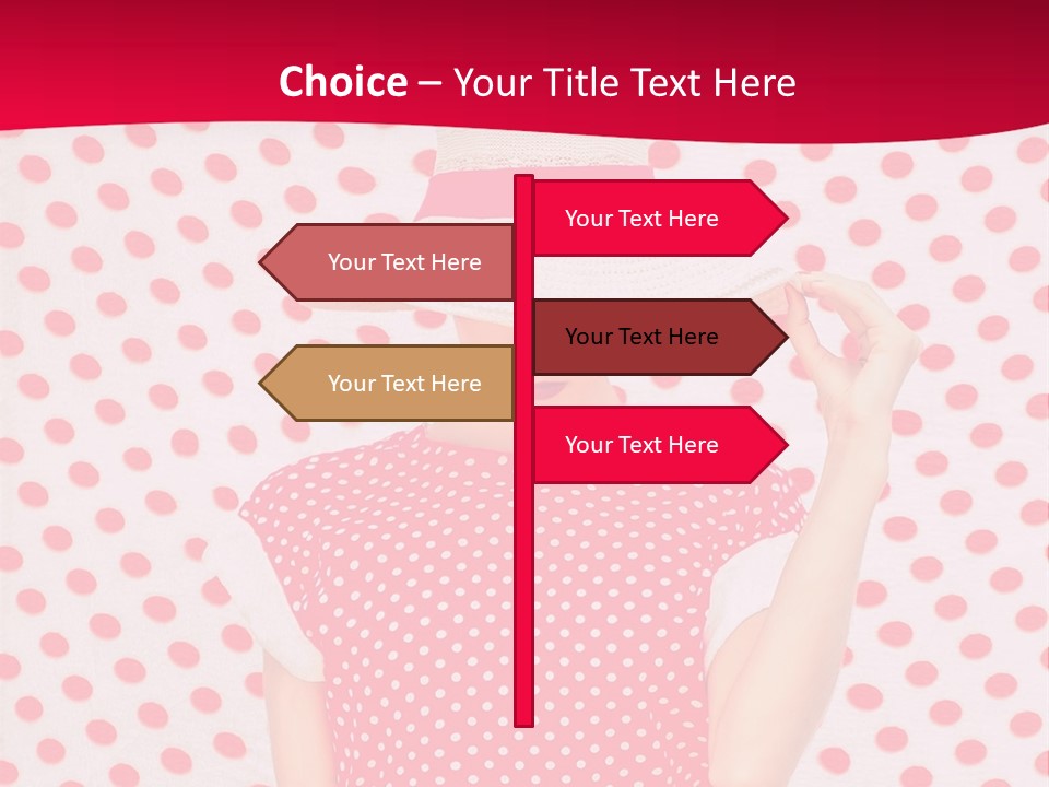 A Woman In A Red Polka Dot Dress And White Hat PowerPoint Template