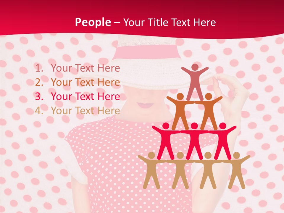 A Woman In A Red Polka Dot Dress And White Hat PowerPoint Template