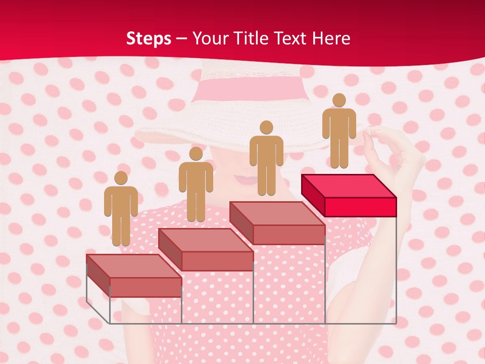 A Woman In A Red Polka Dot Dress And White Hat PowerPoint Template