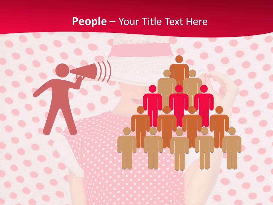 A Woman In A Red Polka Dot Dress And White Hat PowerPoint Template