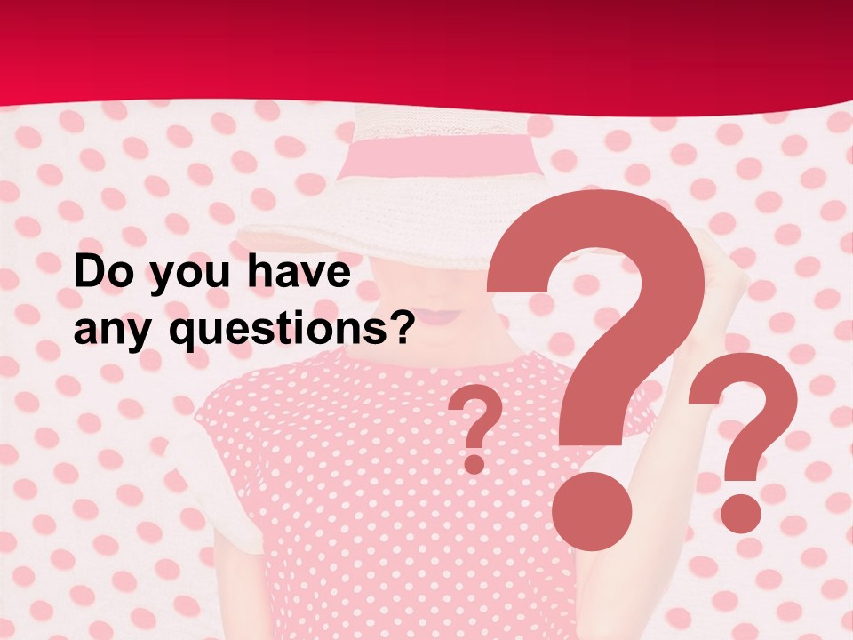 A Woman In A Red Polka Dot Dress And White Hat PowerPoint Template