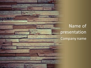 A Wall Made Of Wooden Planks With The Words Name Of The Presentation PowerPoint Template
