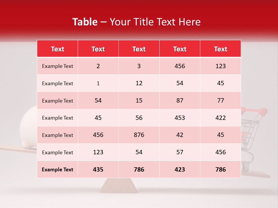 A Piggy Bank Sitting On Top Of A Wooden Seesaw With A Shopping Cart PowerPoint Template