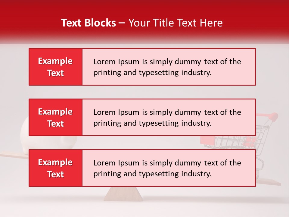 A Piggy Bank Sitting On Top Of A Wooden Seesaw With A Shopping Cart PowerPoint Template