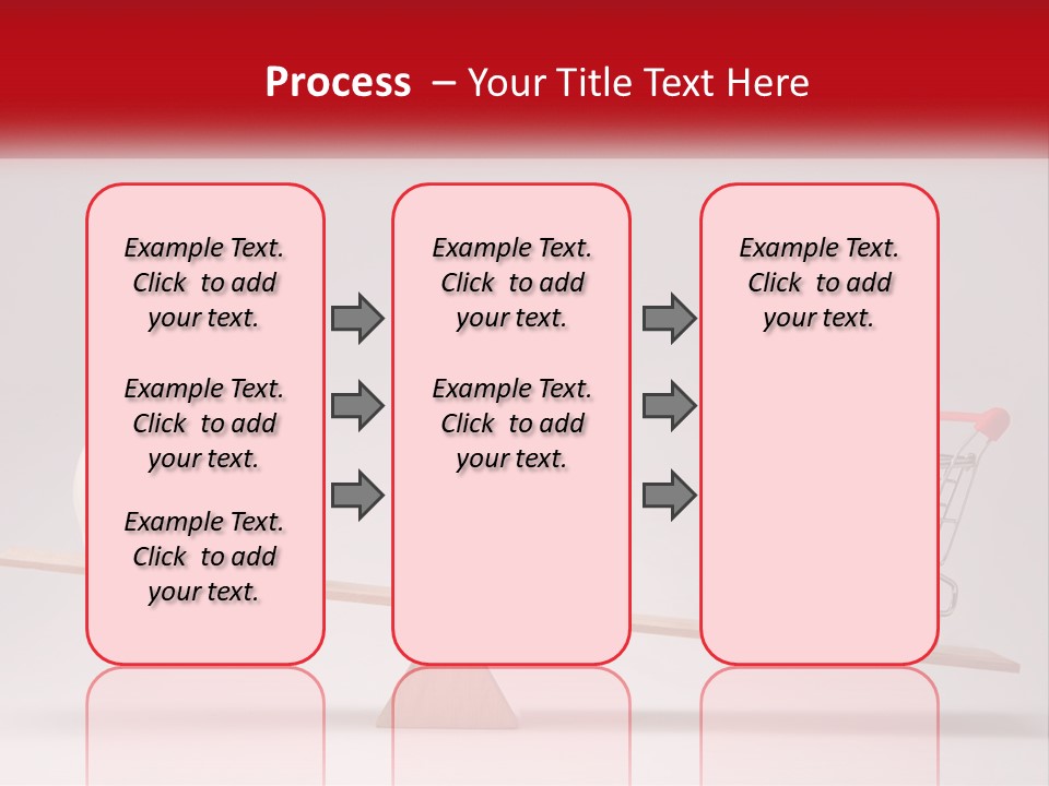 A Piggy Bank Sitting On Top Of A Wooden Seesaw With A Shopping Cart PowerPoint Template