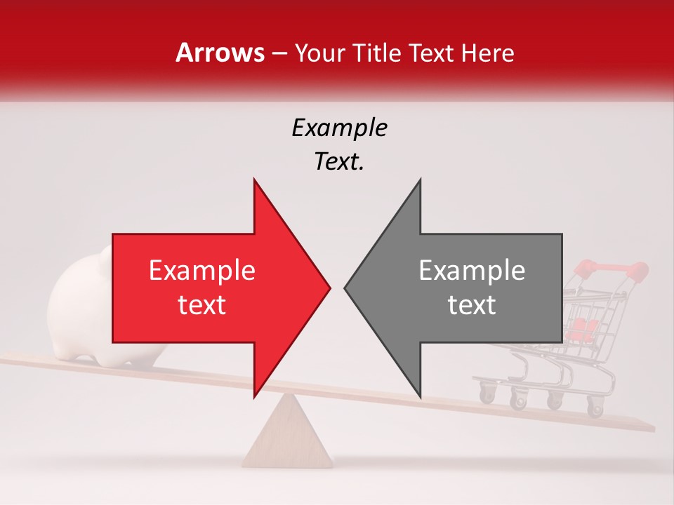 A Piggy Bank Sitting On Top Of A Wooden Seesaw With A Shopping Cart PowerPoint Template