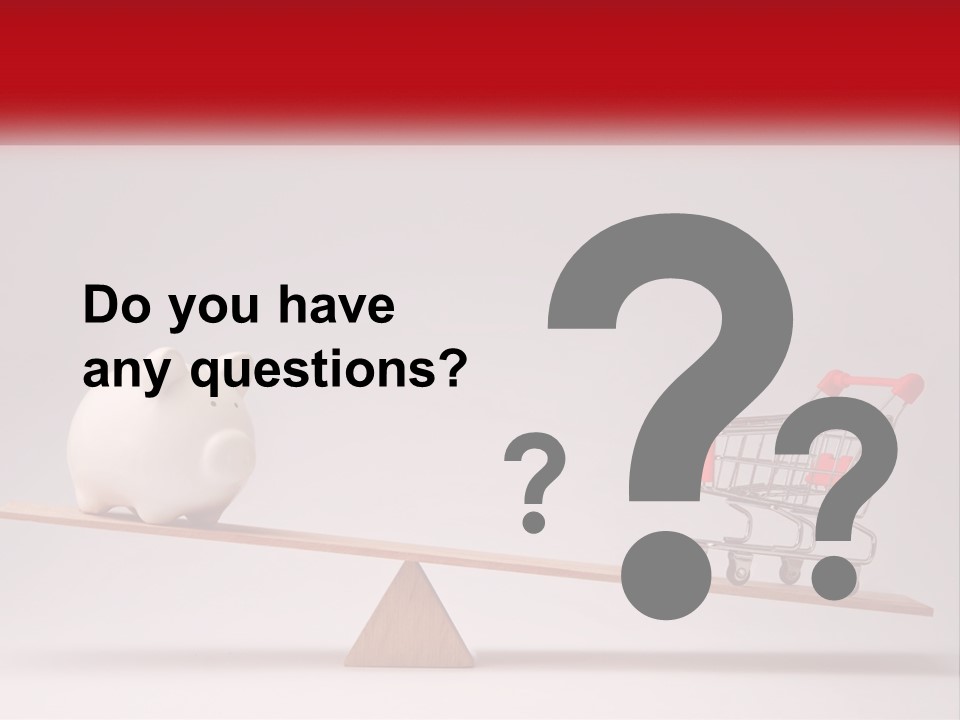 A Piggy Bank Sitting On Top Of A Wooden Seesaw With A Shopping Cart PowerPoint Template