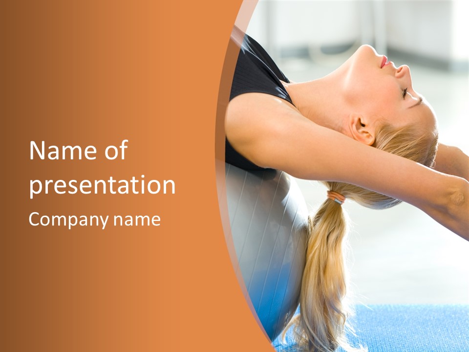 A Woman Doing Yoga On A Blue Mat PowerPoint Template