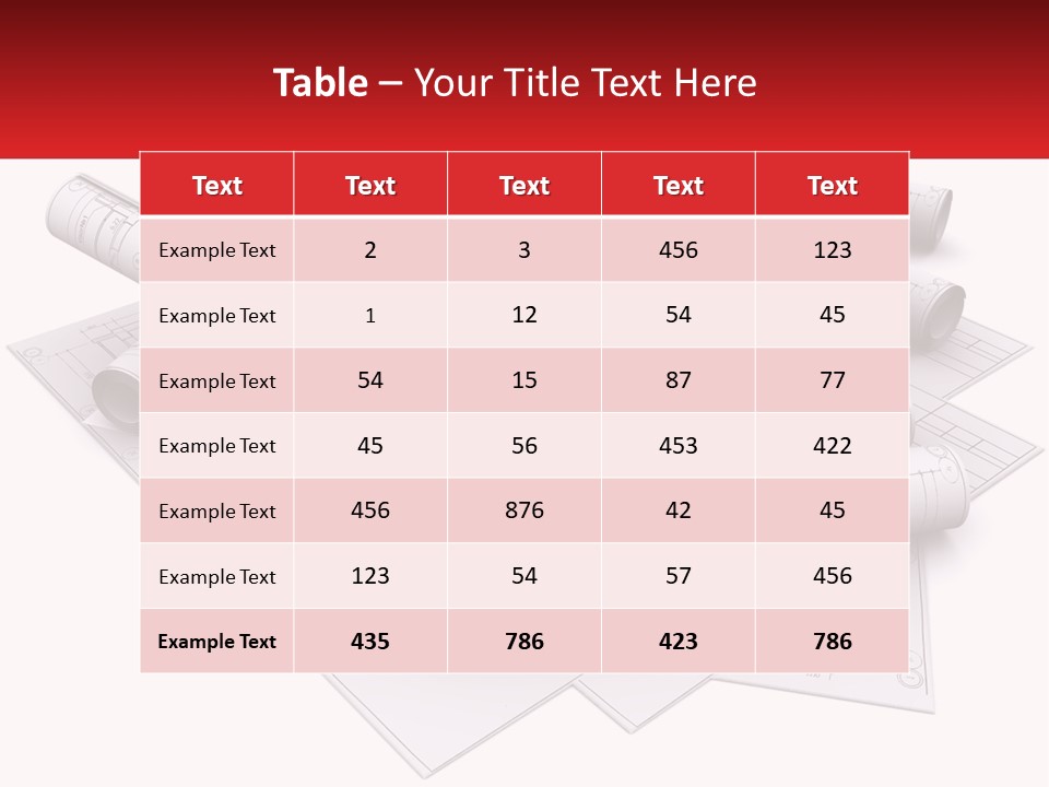 A House On Top Of Blueprints With A Red Banner PowerPoint Template