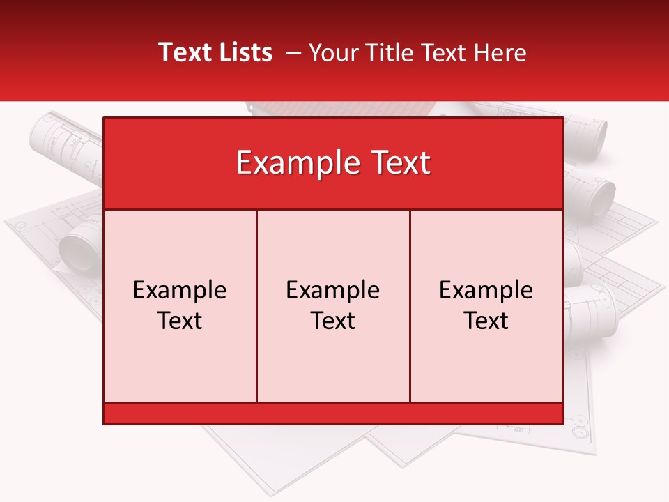 A House On Top Of Blueprints With A Red Banner PowerPoint Template