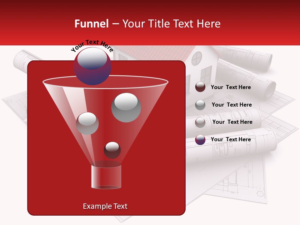 A House On Top Of Blueprints With A Red Banner PowerPoint Template