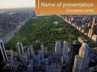 An Aerial View Of A City With Lots Of Tall Buildings PowerPoint Template