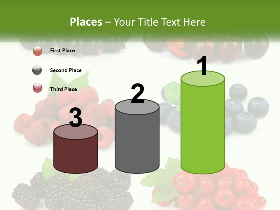 A Bunch Of Berries And Raspberries On A White Background PowerPoint Template