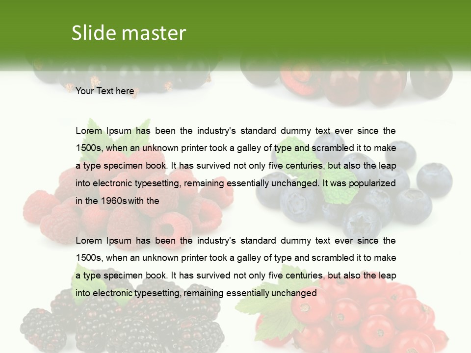 A Bunch Of Berries And Raspberries On A White Background PowerPoint Template