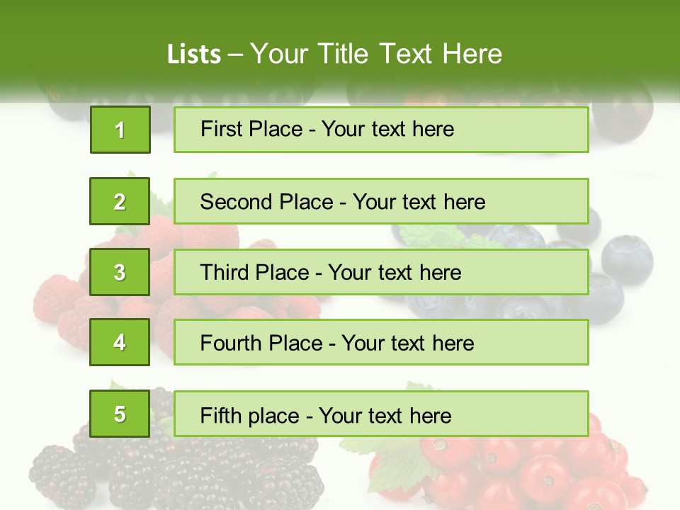 A Bunch Of Berries And Raspberries On A White Background PowerPoint Template
