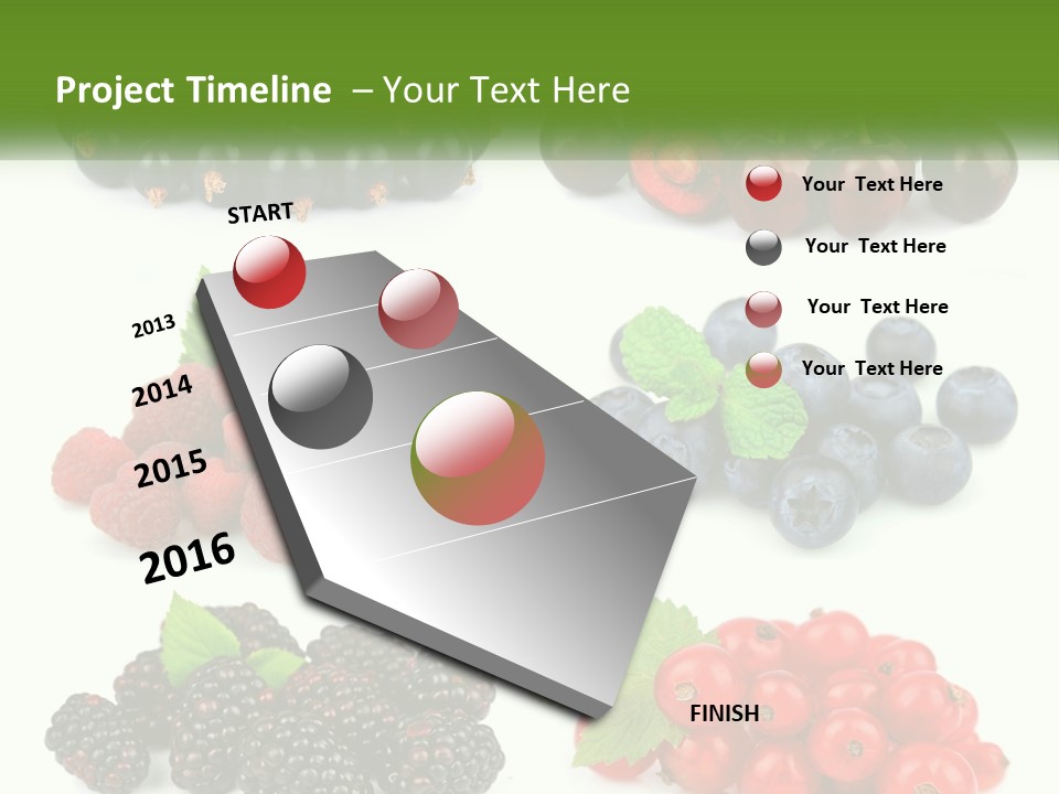 A Bunch Of Berries And Raspberries On A White Background PowerPoint Template