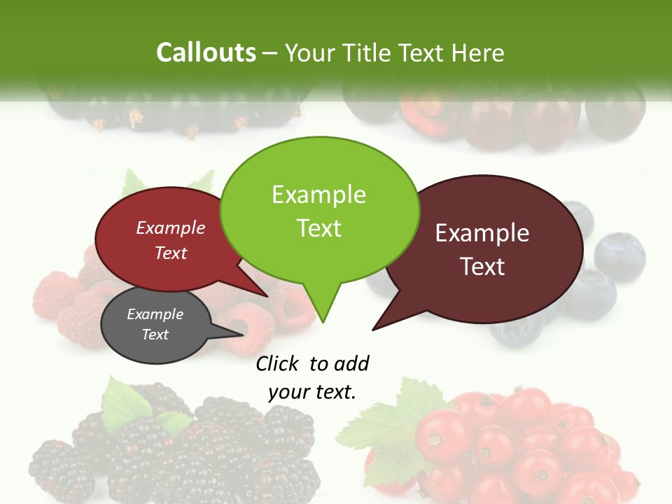 A Bunch Of Berries And Raspberries On A White Background PowerPoint Template