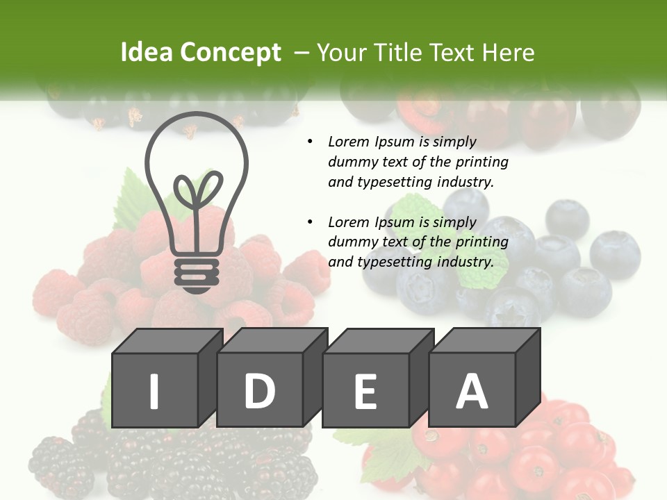 A Bunch Of Berries And Raspberries On A White Background PowerPoint Template