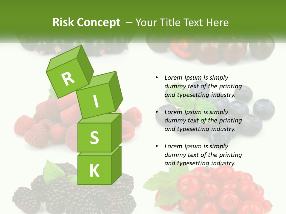 A Bunch Of Berries And Raspberries On A White Background PowerPoint Template