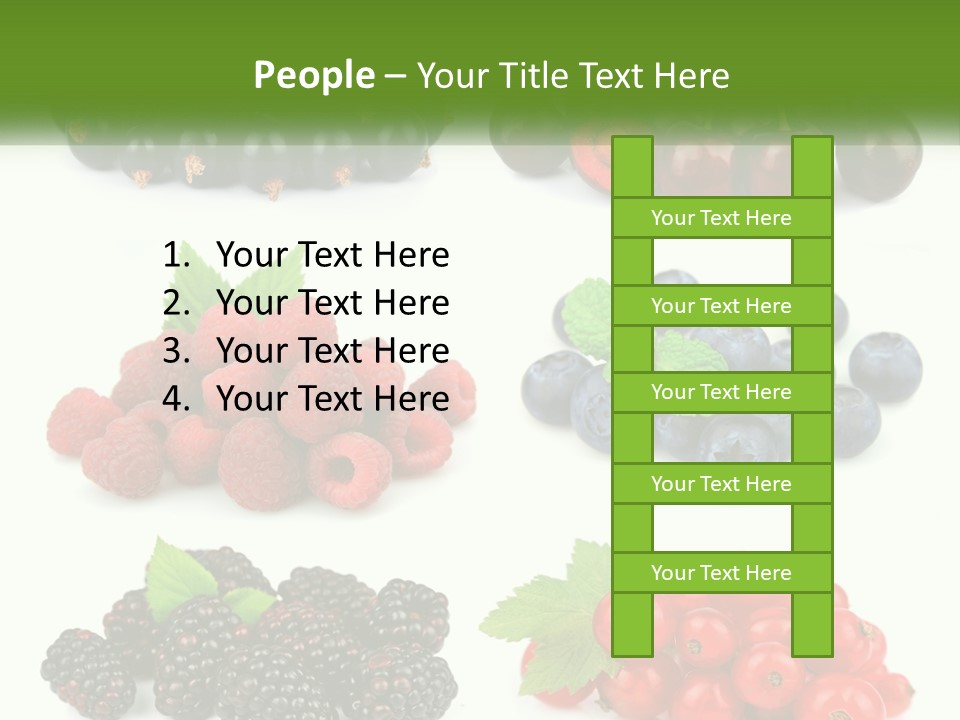 A Bunch Of Berries And Raspberries On A White Background PowerPoint Template