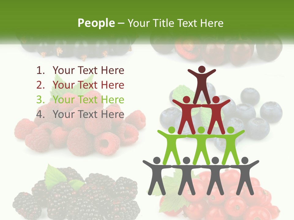A Bunch Of Berries And Raspberries On A White Background PowerPoint Template