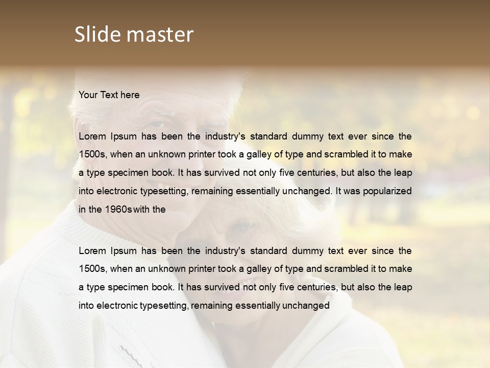 An Elderly Couple Is Smiling For The Camera PowerPoint Template