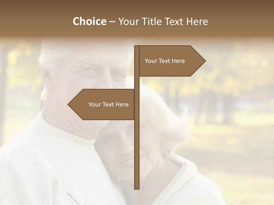 An Elderly Couple Is Smiling For The Camera PowerPoint Template