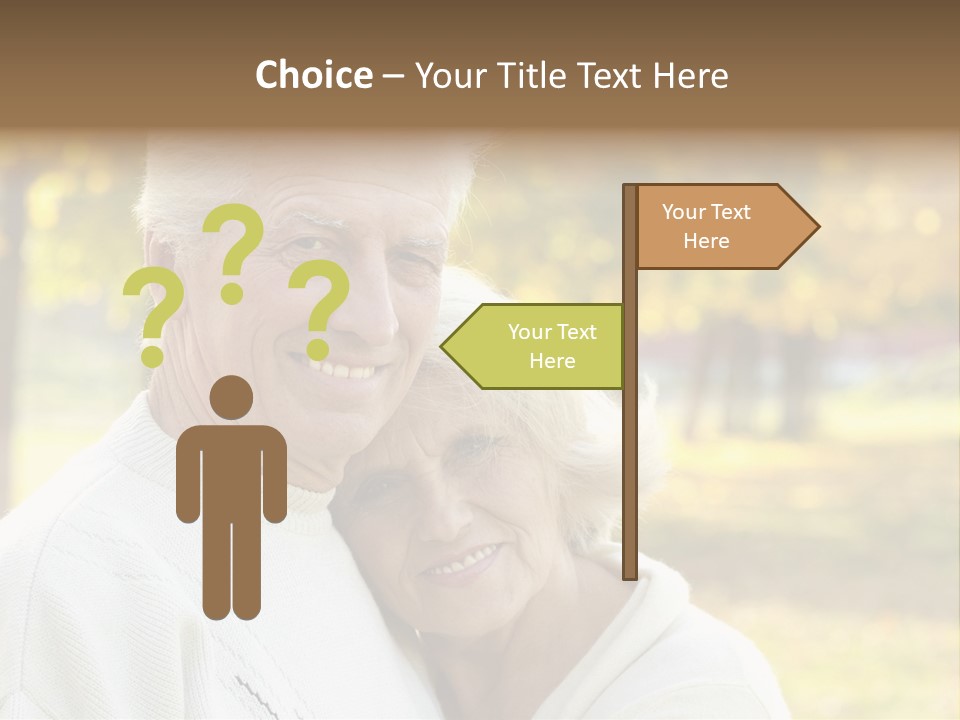 An Elderly Couple Is Smiling For The Camera PowerPoint Template