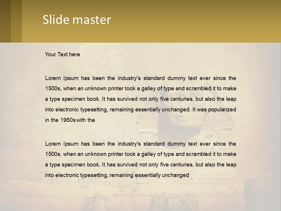 A Picture Of An Egyptian Statue With A Pyramid In The Background PowerPoint Template