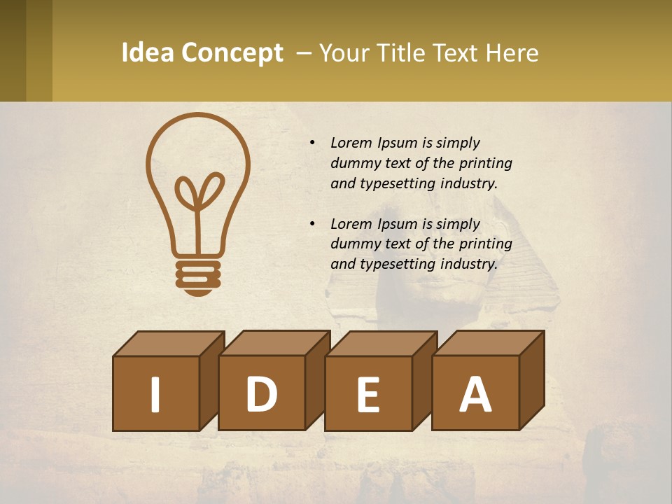 A Picture Of An Egyptian Statue With A Pyramid In The Background PowerPoint Template