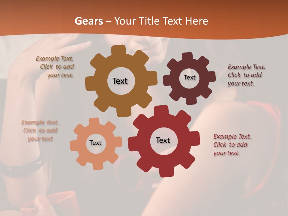 Two Women Sitting At A Table Talking To Each Other PowerPoint Template