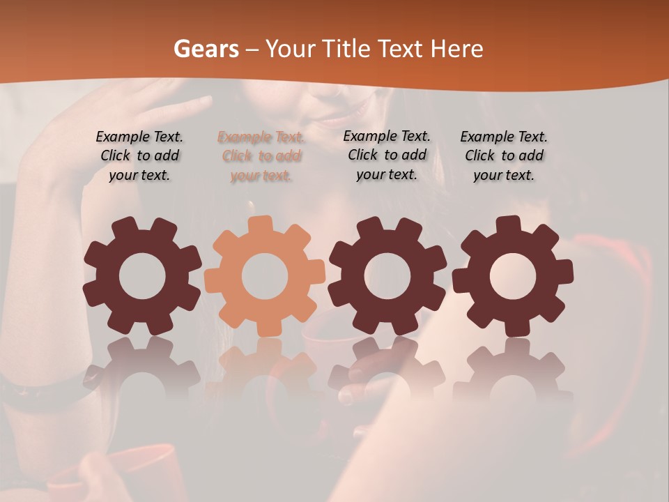 Two Women Sitting At A Table Talking To Each Other PowerPoint Template