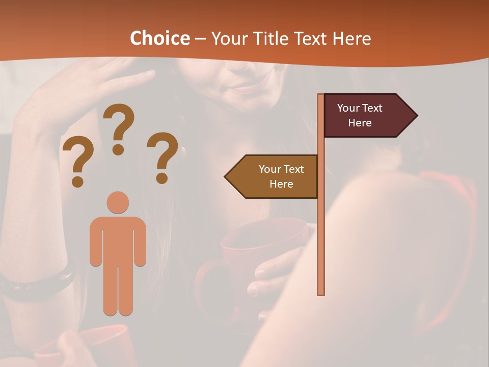 Two Women Sitting At A Table Talking To Each Other PowerPoint Template