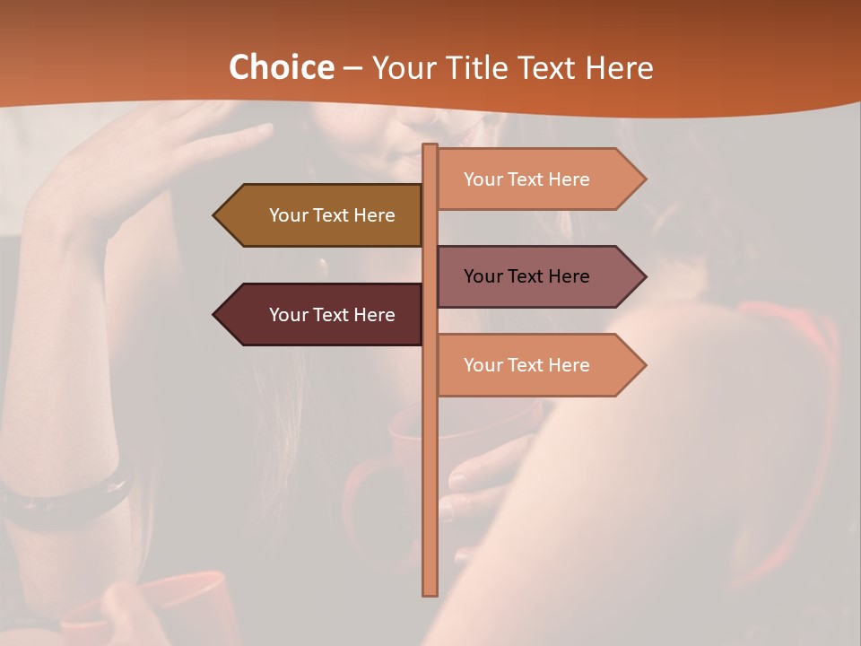 Two Women Sitting At A Table Talking To Each Other PowerPoint Template