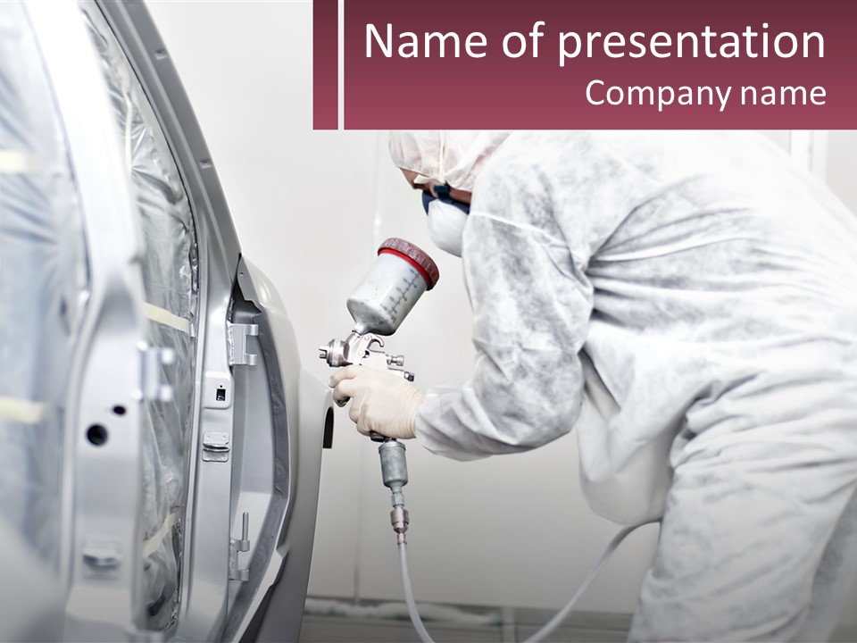 A Man In White Coveralls Spraying A Machine PowerPoint Template