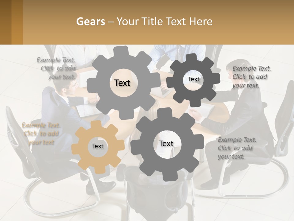 A Group Of People Sitting Around A Table With Laptops PowerPoint Template