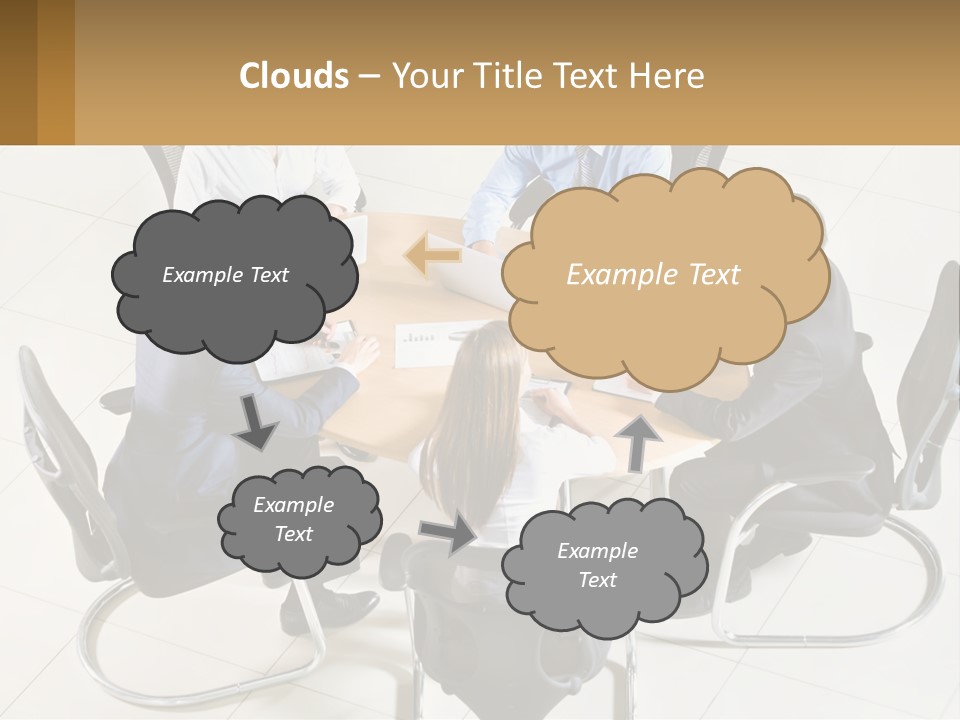 A Group Of People Sitting Around A Table With Laptops PowerPoint Template
