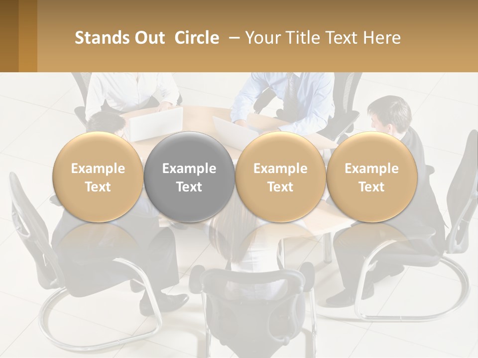 A Group Of People Sitting Around A Table With Laptops PowerPoint Template