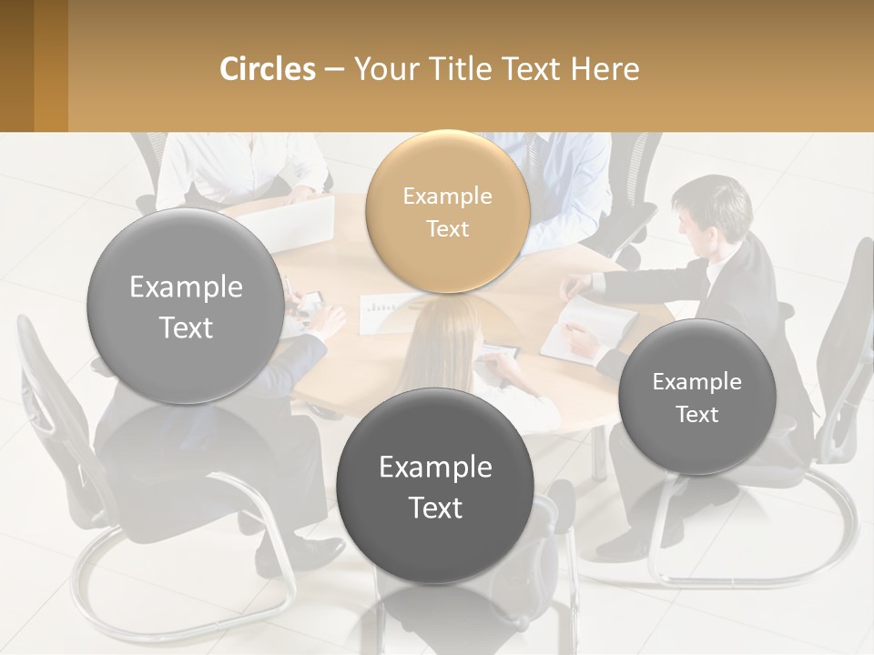 A Group Of People Sitting Around A Table With Laptops PowerPoint Template