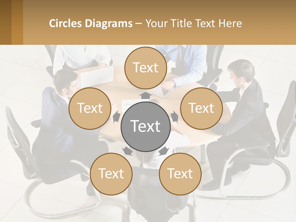 A Group Of People Sitting Around A Table With Laptops PowerPoint Template