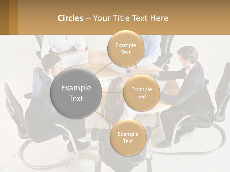 A Group Of People Sitting Around A Table With Laptops PowerPoint Template