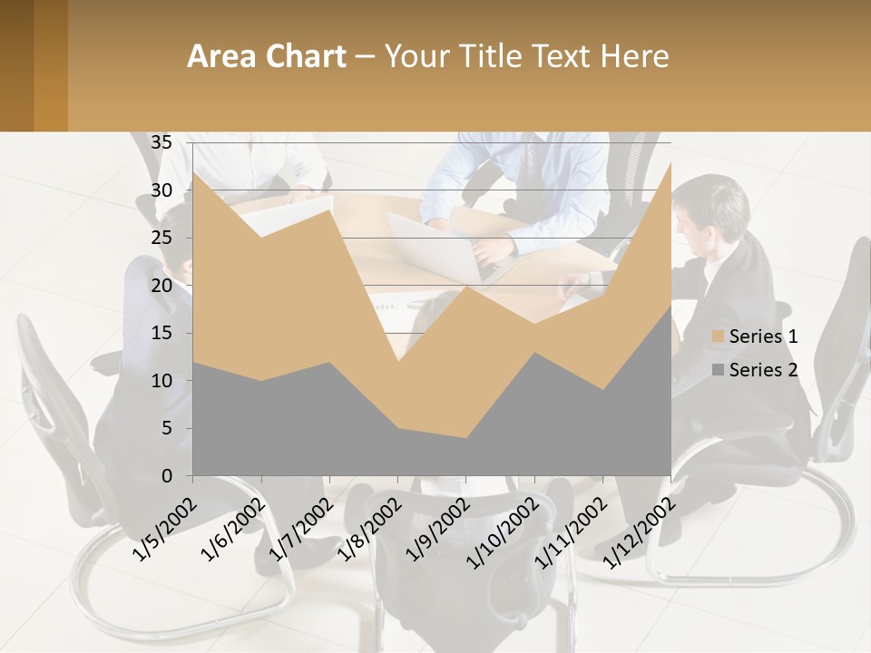 A Group Of People Sitting Around A Table With Laptops PowerPoint Template