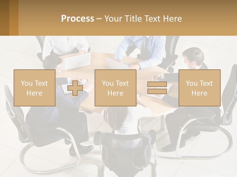 A Group Of People Sitting Around A Table With Laptops PowerPoint Template